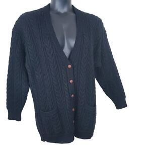 JONES NEW YORK Wool Gray Grandpa Cardigan Sweater